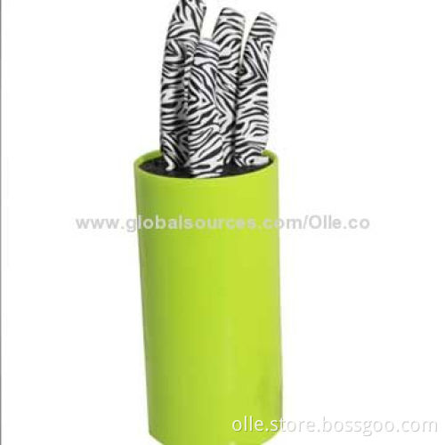 Pink Handle Ceramic Knife Set with Peeler